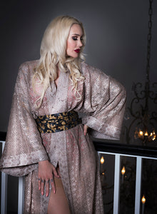Mocha Lace Long Kimono