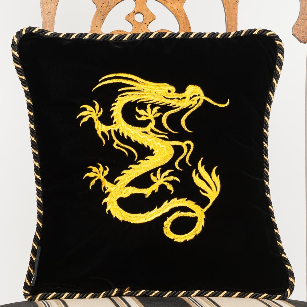 "Way of the Dragon" Black Velvet Pillow