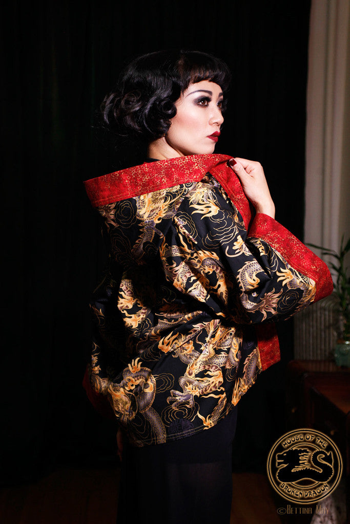 "Black Dragon" Kimono Hipster Hoodie