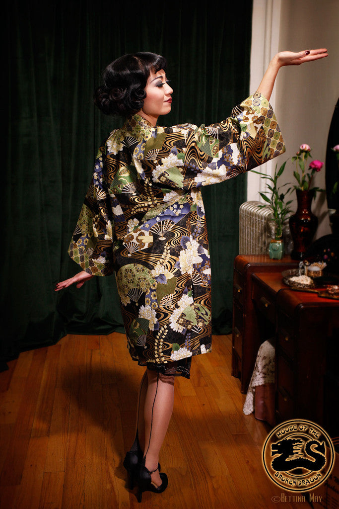"Green Fan" Kimono Coat