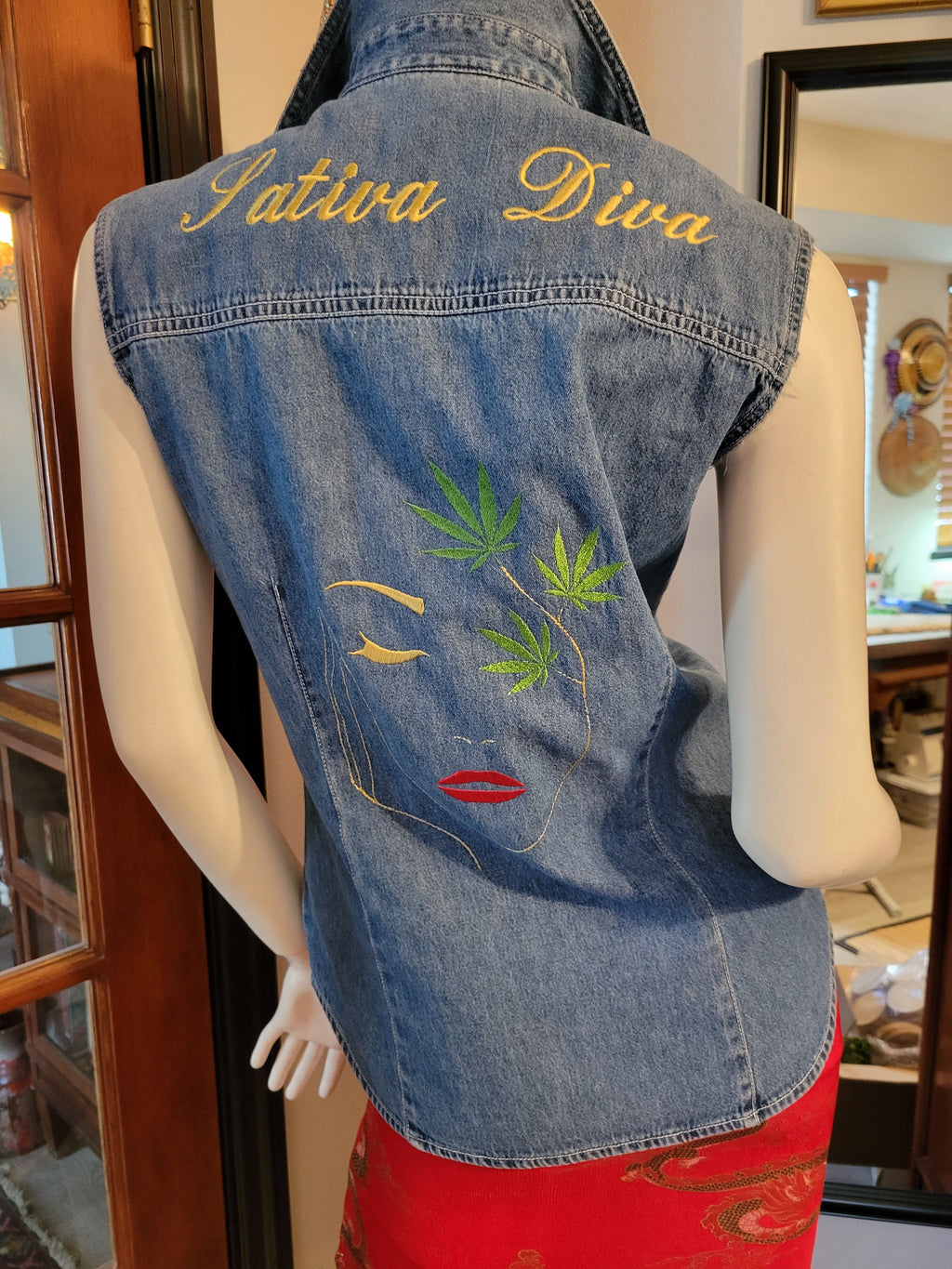 "Sativa Diva" Upcycled Denim Shirt