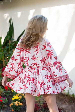 "Red Bamboo" Kimono Shrug & Skirt Set